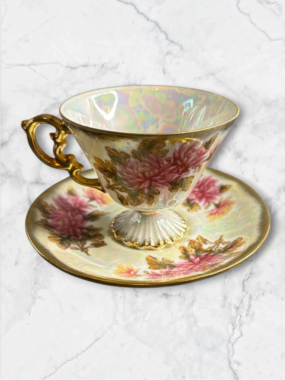 Vintage UCAGCO floral tea cup and saucer November Chrysanthemum